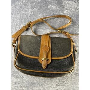 Vintage Dooney & Bourke All Weather Leather Black Pebble Grain Crossbody Purse